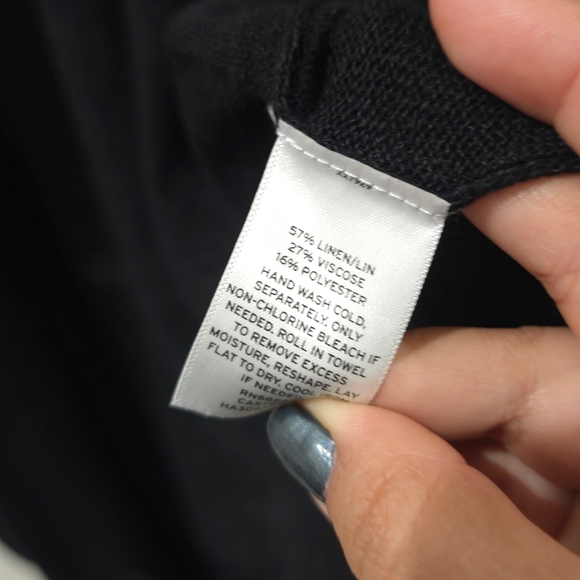 Halogen Nordstrom Slide Slit Black Open Cardigan, Linen Blend, MP, Closet Staple - Picture 11 of 14